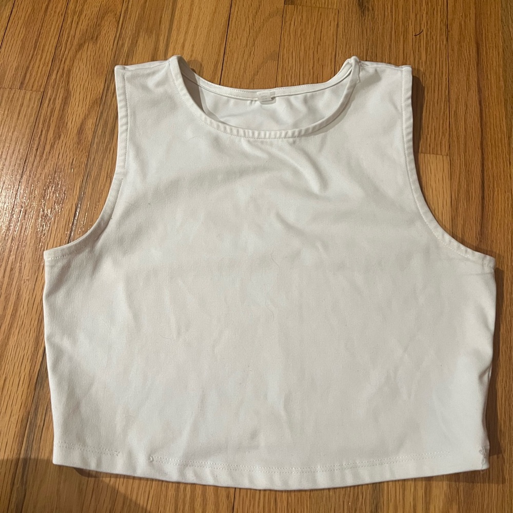 White athletic tank top